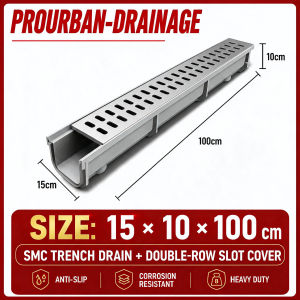 Heavy Duty 304 Stainless Steel Drain Channel 100x20x10cm Linear Gutter for Garage Car Wash