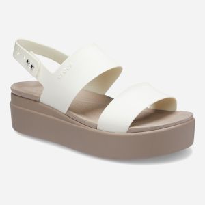 Sandal Cross đế xuồng Booklym mid cao 5cm quai bấm cho nữ màu trắng