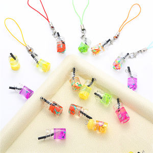 6pcs/pack Handmade Glass Wishing Bottle Charms Fruit Orange Strawberry Lemon Juice Grape Charm Pendant for Earring Necklace Keychain DIY Craft Making