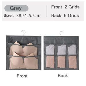 Konco Double Sided Underwear Storage Bag Hanging Bag Foldable Home Organizer Clothes Storage Bag Space Saver Bag for Bra Tie Socks