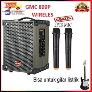 Speaker GMC 899P Bluetooth Karaoke Free 2 Mic Wireless High Power Bass