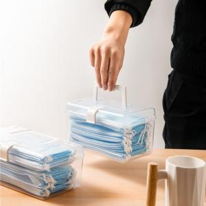 Durable Portable Mask Storage Box with Handle Household Medicine Chest Small Objects Cosmetics Dustproof Storage