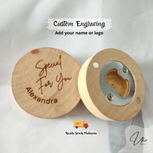 Wooden Magnetic Bottle Opener Fridge Magnet Personalized Gift