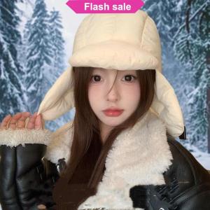 SHENHAO2🎀 Rắn Màu Độn Máy Bay Ném Bom Mũ Nhiệt Độn Tai Nắp Nhiệt Áo Thun Trapper Hat Hàn Quốc Phiên Bản Retro Phong Cách Trượt Tuyết Pilot Cap