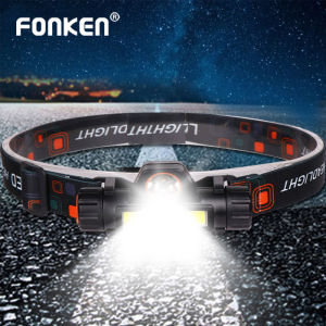FONKEN Multifunctional Waterproof High Strength XPE+COB USB Rechargeable Headlamp Lampu Kepala Home Outdoor Catching Sea Sports Running