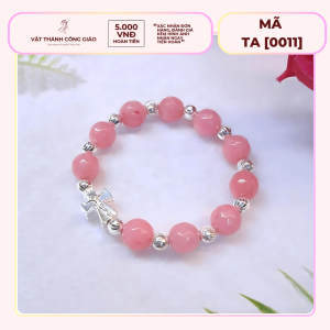 [Bộ Vòng Cho Mẹ và Bé] Vòng Tay Mân Côi Thạch Anh Hồng Phối Bạc S925 | Vật Thánh Công Giáo