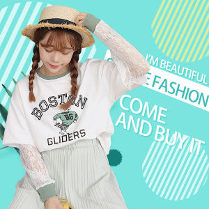 Psion ออกแบบเสื้อยืดแขนยาวแต่งด้วยลายลูกไมลุคเซ็กซี่เซ็กซี่ผ้าเบาสบายใส่แล้วเท่ห์ดูดีมาก ใส่แล้วเก๋ดูดีมากจ้า