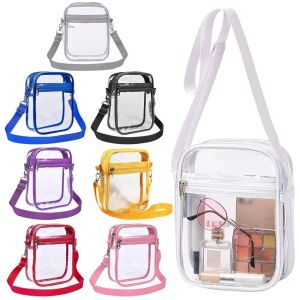 GENENIC Large Capacity Clear Shoulder Bag Adjustable Shoulder Strap Waterproof Beach Tote Bag Handbag Zipper Crossbody Bag