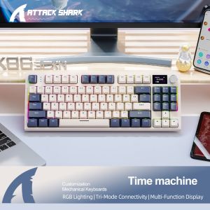 Attack shark K86 Mechanical Keyboard Tri-mode Bluetooth Wireless RGB Display Gasket Knob Customized Hot-Swappable