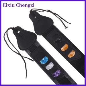 Eixiu Có thể điều chỉnh guitar điện Dây đeo với 3 Guitar Picks chủ sở hữu PU da kết thúc Acoustic Guitar Bass dây đeo vành đai phụ kiện