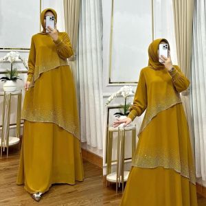 ANFAF - Adella Maxi Dress Lebaran Terbaru Baju Wanita Kondangan Gamis Muslimah Terlaris Dress Umpak Model Malay Simpel Elegan