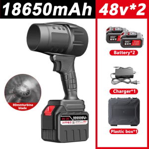 【Blowing 20m in 1s】Cordless Dust Blower Turbo Fan Leaf Blower 98888W Lithium 3 Wind Speed 12 Wind Blades 16500r/min 80mm Air Outlet Stepless Speed Change Light Handheld Brushless Motor Accessories Portable Cordless blower