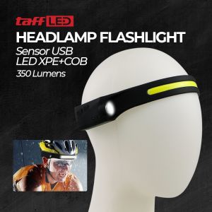 Headlamp Flashlight Lampu Senter kepala Sensor LED Senter Kepala Untuk Memancing Dan Berkemah Dapat Diisi Ulang USB XPE Lampu COB Led