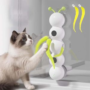 Caterpillar Interactive Cat Toy Motion Activated Wack A Worm Post Toy Rechargeable Automatic Teasing Cat Toy with Tail for Cats
