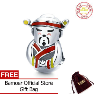 Bamoer เงินสเตอร์ลิง925เทศกาลฤดูใบไม้ผลิของจีนโคมไฟคู่จี้เงินแท้925สร้อยข้อมืองู BSC134