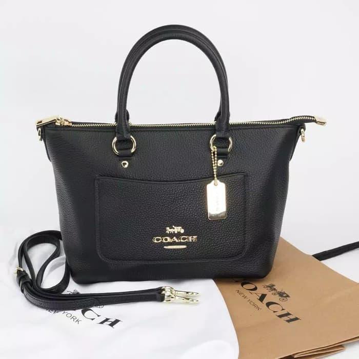 COACH Pebbled Leather Mini Ema Satchel Black Lazada Indonesia