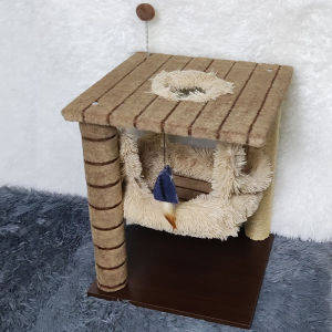 Sweet Shape Cat Craft Carpet Cat Tree with Hammock 23 Inch Height High Quality Material Wood Crafted Home for Cats