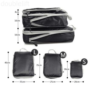 3pcs/Set Waterproof Travel Compression Packing cubes Organizer Suitcase Bags with double zipper Storage Bag