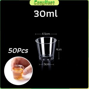C.N. 50pcs Disposable Plastic Cup Transparent Household Meal Cup Wedding Cups 30ml 50ml