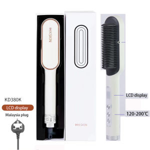 (1 Year Wanrranty)K·Skin hair straightener comb newest LCD digital display negative Ion anti scalding hair curler Negative Ion Hair Straightener Hair Curler Iron 2 in 1 Comb 直板夹 负离子 Anti Scald Hair Brush Sikat Pelurus Rambut