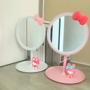 STARGOODS Kawaii Led Cartoon Makeup Mirror Three Color Lights Vanity Mirror Cosmetic Mirror Durable Dressing Mirror Smart HD Table Mirrors  Storage