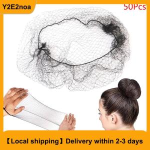 【Local shipping】 50Pcs Hair Net Black Elastic Bundle Hair Invisible Hairnet Mesh Bun Hair Net 30 50 60CM Hair Accessories