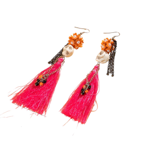 ชุดใส่ไปงานปาร์ตี้แบบพกพาของผู้หญิงพู่ห้อยแบบโบฮีเมียนต่างหูรูปกะโหลกกอธิคที่มีเอกลักษณ์