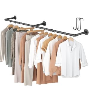 Happihaus Clothes Hanging Rack Metal Wall Mounted Clothes Rack Heavy Duty Hanging Shelf For Clothes