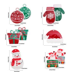 100/50pcs Christmas Plastic Candy Bags / Santa Claus Snowman Socks Gloves Gift Cookie Packaging Pouch / Christmas New Year Party Zipper Bags with Hole