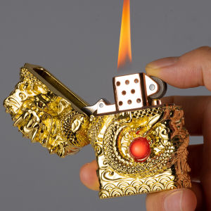 Creative Retro Heavy Armor Brass Kerosene Windproof Lighter Cigarett Lighters Grinding Wheel Lighter Three-dimensional Relief