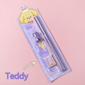 Ready Stock 5 in 1 Stationery Pencil Set Student Kid Children Pensel Murah Budak Alat Tulis Sekolah Kanak Anak 学生卡通铅笔套装文具
