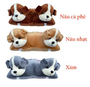 Gối đi xe máy 2 đầu hình chú cún con chó con cute an toàn cho bé hàng cao cấp siêu xịn vải nhung mềm mịn