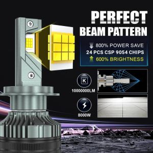 H7 H4 Led Canbus Car Headlight Bulbs 8000W 10000000LM H8 Led Lamp H9 H11 HB3 9005 HB4 9006 H1 9012 Hir2 LED 6000K Fog Light 12V