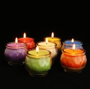 wholesale Smokeless Candle 24 hours Lotus Shape Glasses Veg Oil Praying Butter lamp Candle Lotus Crispy Oil Lamp 24-hour Glass