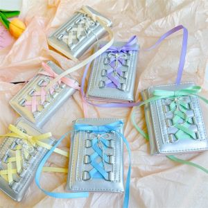 ZYJC Y2k Silver Sweet Wallets Designer Original Strap-on Short Coin Purse Fashion Korean Style Ballet Style Pouch Women Girl