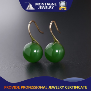 Montagne Jewelry 18k Gold earrings for women Natural Green Jade Earrings Elegant Fashion Jewellery Drop Earrings