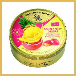 Cavendish & Harvey Double Fruit Drops Grapefruit With Pineapple Filling น้ำหนัก 175 กรัม Exp.06/03/26