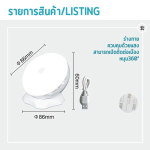 Werun ไฟเซ็นเซอร์ แสงขาว ตรวจจับการเคลื่อนไหว ไฟอ่านหนังสือ ไฟตั้งโต๊ะ LEDหมุน360°