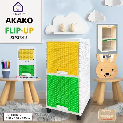 AKAKO ASLI - Lemari FLIP UP Motif Rotan Susun 2 3 4 5 (Kode = Flip-Up)