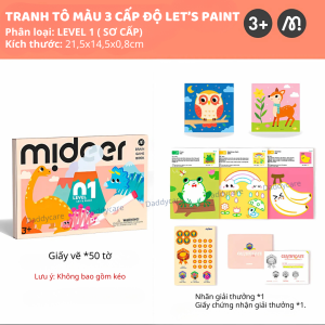 Tranh tô màu kết hợp vẽ sáng tạo 3 cấp độ Mideer Brain Gamebook