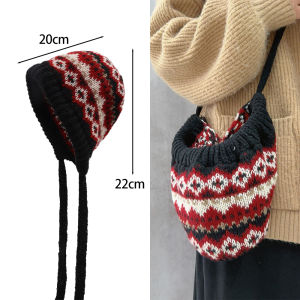 Knitted Beanies Cap Bag Men Women Winter Warm Plush Hooded Hat Neck Collar Scarf Cap Ski Beanie Cold Hats Balaclava Caps Bonnet