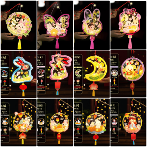 Lồng Đèn Trung Thu LED Trong Suốt Thỏ Ngọc & Chị Hằng – An Toàn Cho Bé Dễ Ghép Ánh Sáng Lung Linh