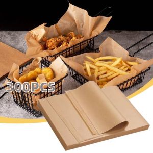 100/300pcs Kraft Parchment Paper for Baking Stick Unbleached Wax Oil Absorption Paper