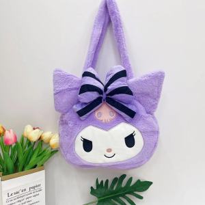 Túi xách Kuromi size 30cm siêu đáng yêu Túi xách lông mềm mịn họa tiết Sanrio _ TingTing
