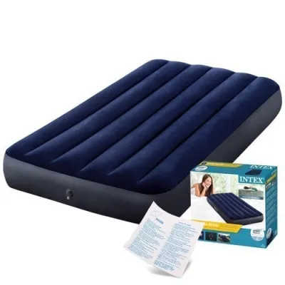 Promo INTEX 64757 Kasur Angin Twin Dura-Beam Airbed Blue 99x191x25 Air max bb 136kg
