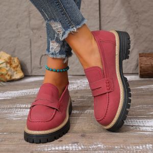 [Free Shipping] 2026 New Plus-Size Spring And Autumn Loafers Casual WomenS Shoes With A Chunky Heel And Thick Sole Retro Style