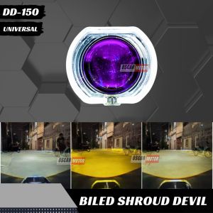 Projector Biled X-case Flat Cut 25 Inc High Low Plus Devil Putih Kuning Universal Warm Motor Mobil