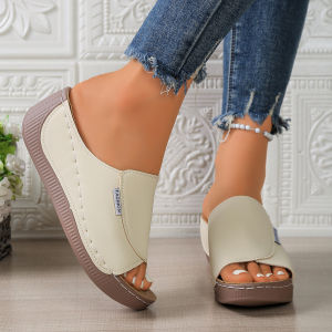[Free Shipping] Plus-Size Thick-Soled Casual Sandals For Women Simple And Stylish Open-Toe Wedge Sandals For Outdoor Wear