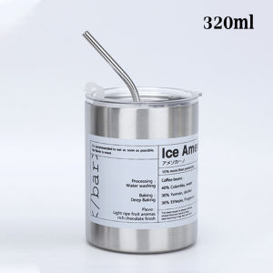 แก้วเก็บความเย็น กระติกน้ำร้อน แก้วกาแฟ สเตนเลส พร้อมหลอดดูด กระติกเก็บความเย็น ความจุขนาดใหญ่ 600ml/20oz