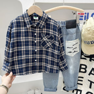 G7 Shirt for Boys and Girls 2025 New Baby Plaid Shirt Spring and Autumn Style Childrens Long Sleeve Fashionable Top Jacket Trendy 7/7